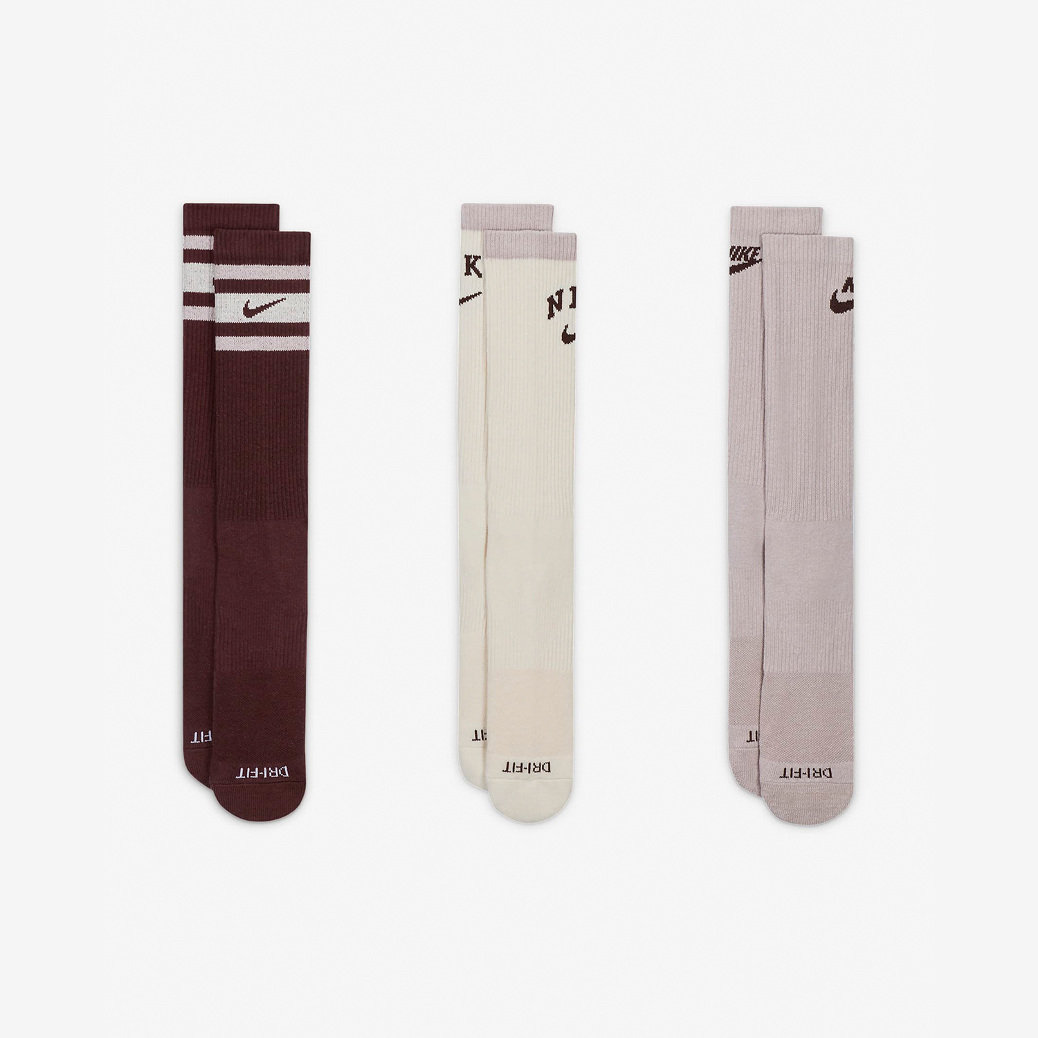 Nike Everyday Plus Men's and Women's Mid Barrel Sports Socks Three Pair Set DX7665-911