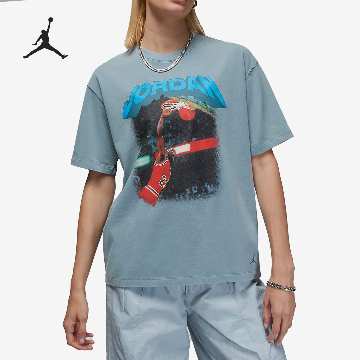 Nike JORDAN Women's Printed Pattern Sports and Leisure T-shirt Short Sleeve FB5138-031