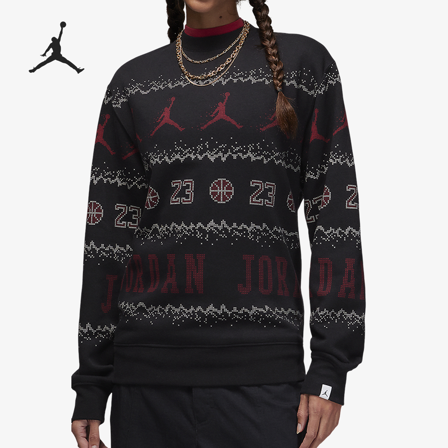 Nike New Men's Winter Printed Warm Round Neck Hooded Sweatshirt FD7464-010
