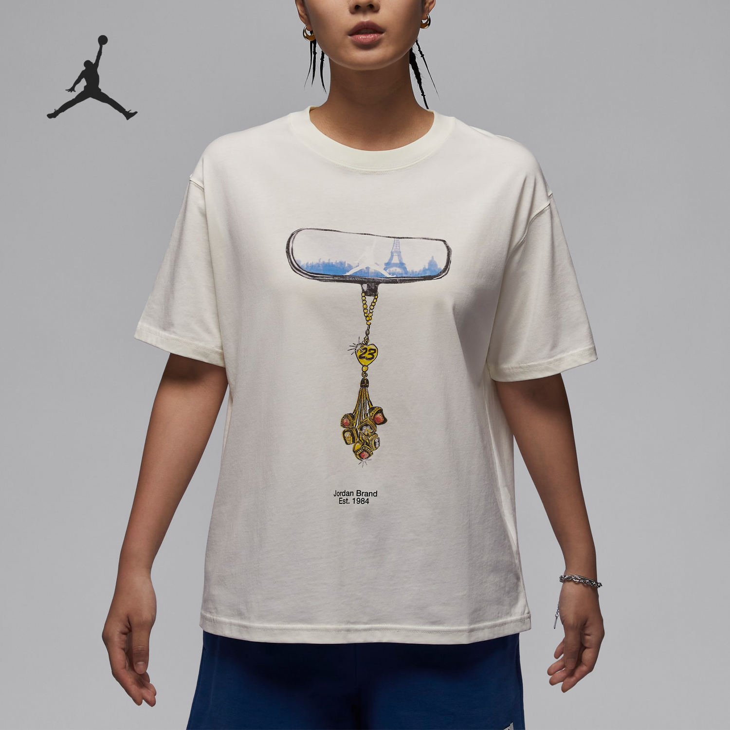 Nike JORDAN Women's Knit Breathable Casual Sports Short Sleeve T-Shirt HF2862-133