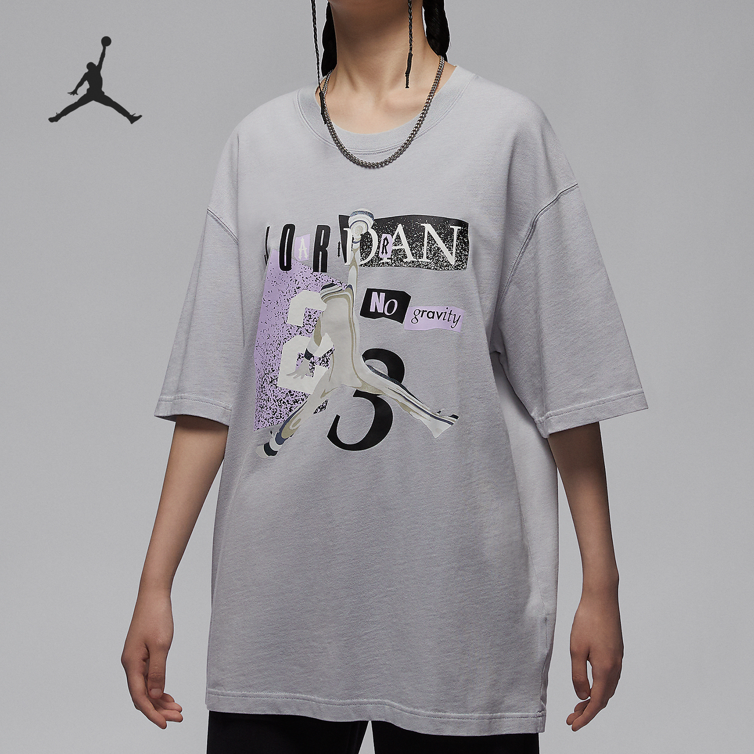 Nike Jordan Women's Casual Printed Breathable Loose Sports T-shirt HF6424-012