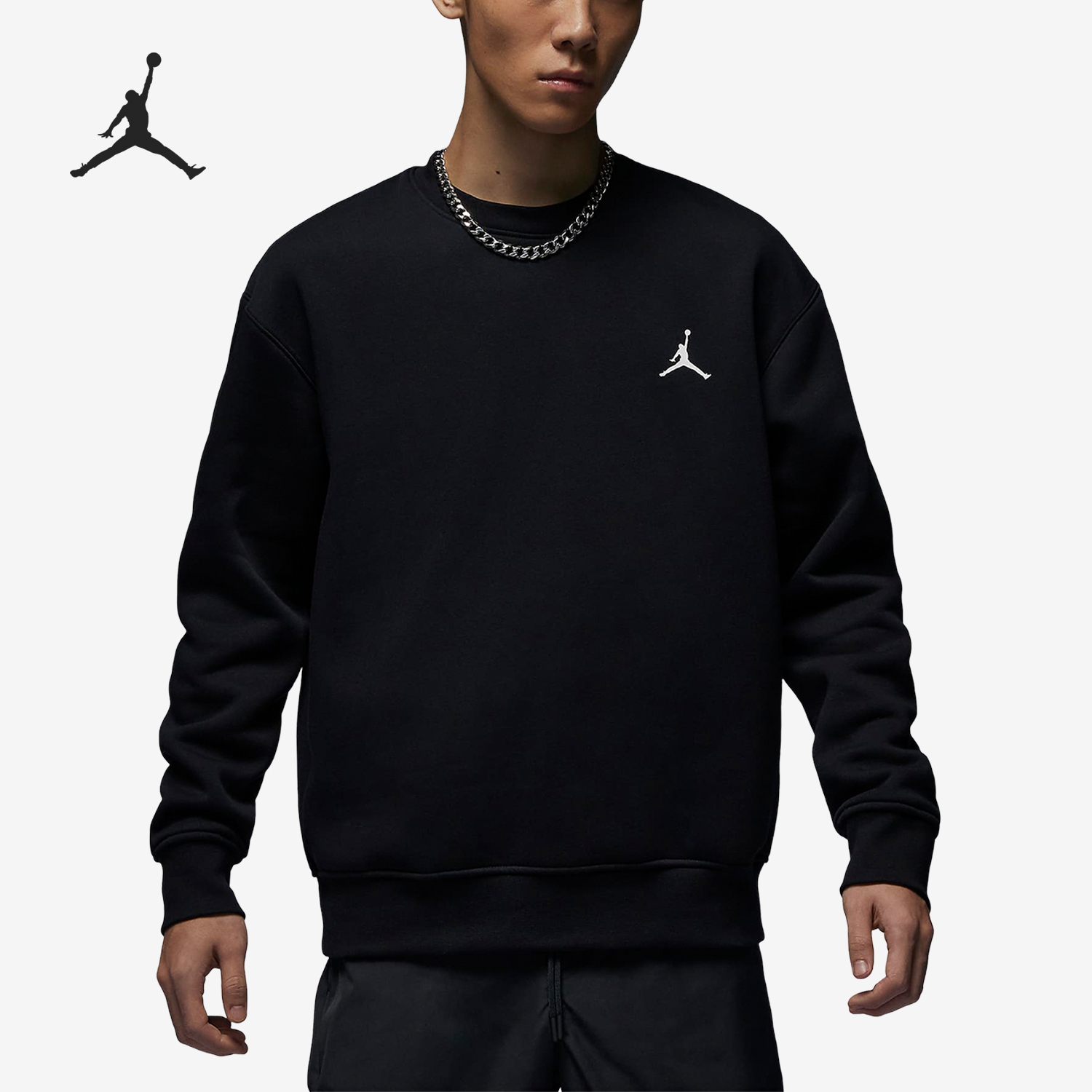 Nike JORDAN Men's Knit Round Neck Casual Fleece Sweatshirt FB7020-010
