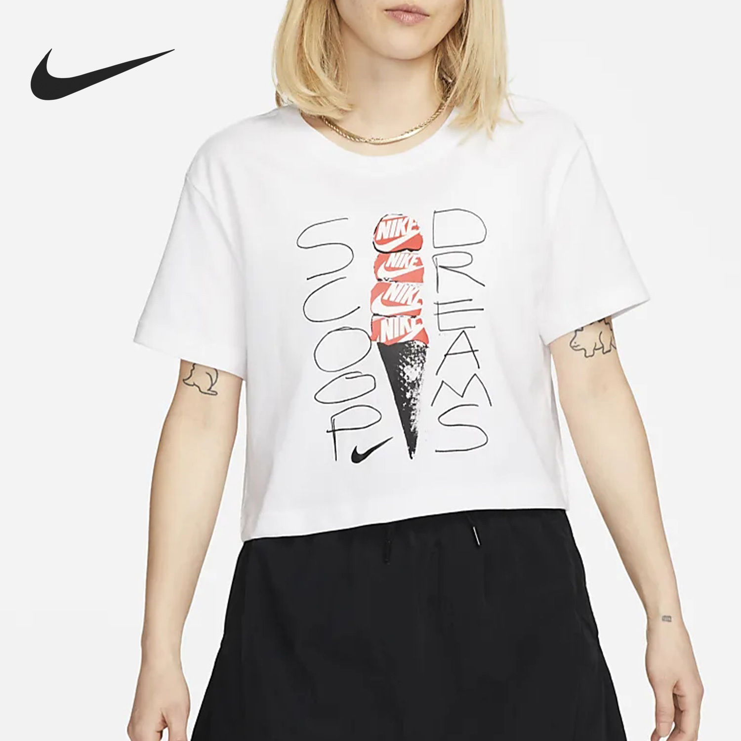 Nike New Season Women's Summer Sport Printed Short Sleeve T-Shirt FB8110-100