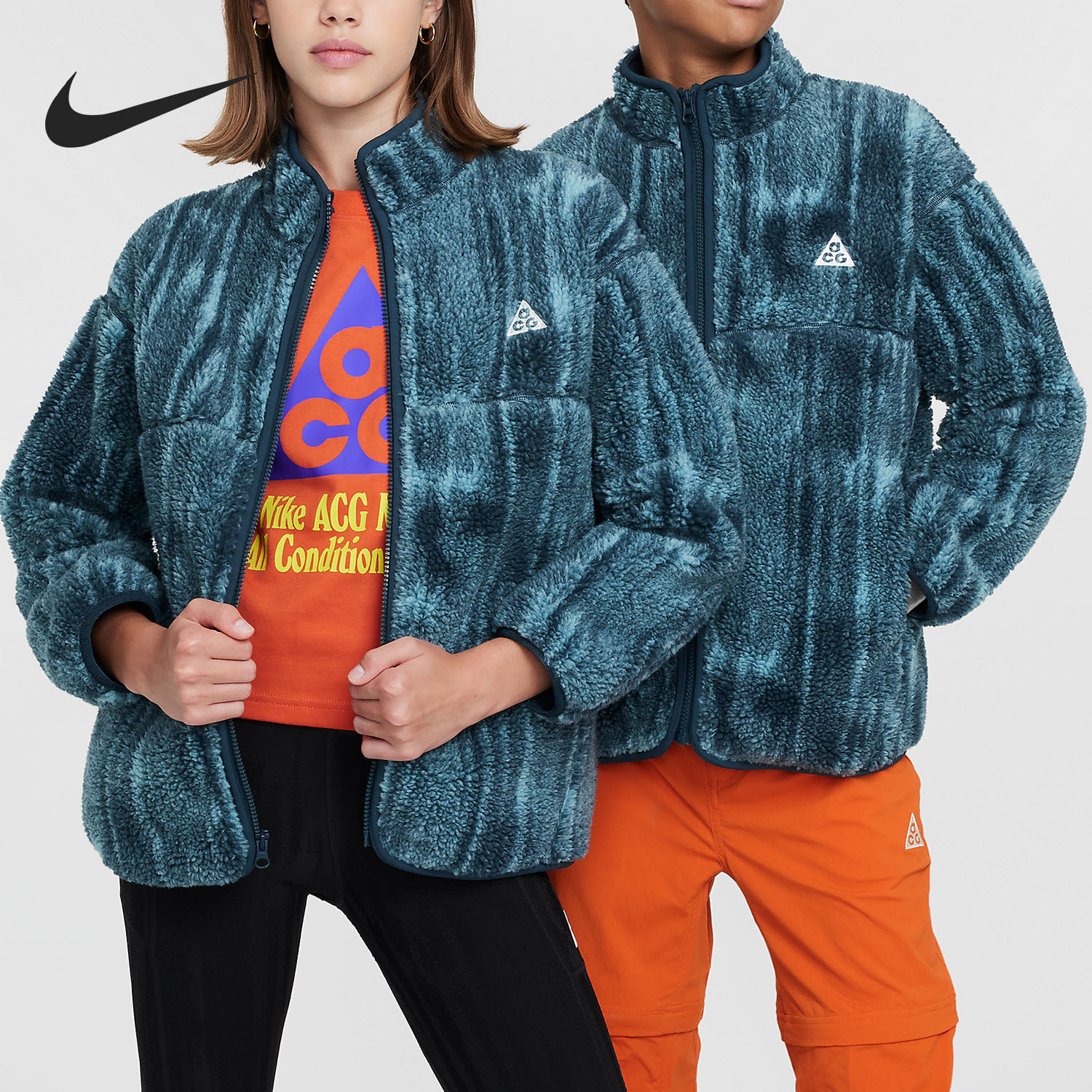 Nike New Season Big Kids Fashion Outdoor Loose Warm Hooded Jacket FZ5410-464
