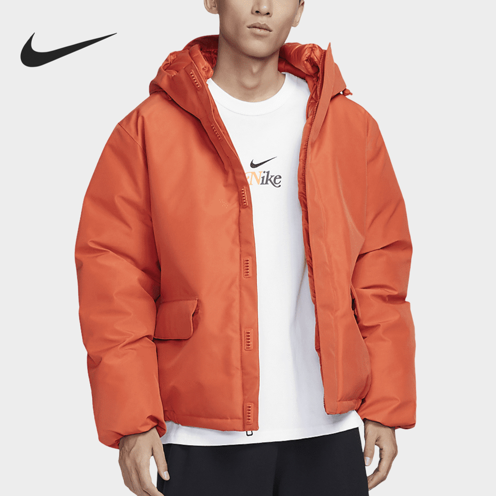 Nike 24 New Style Men's Warmth Loose Hooded Cotton Jacket FZ0725-846