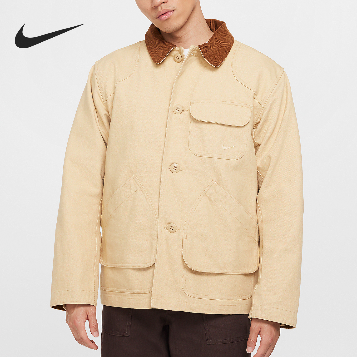 Nike Life Men's flannel patchwork lining workwear jacket FZ0133-252