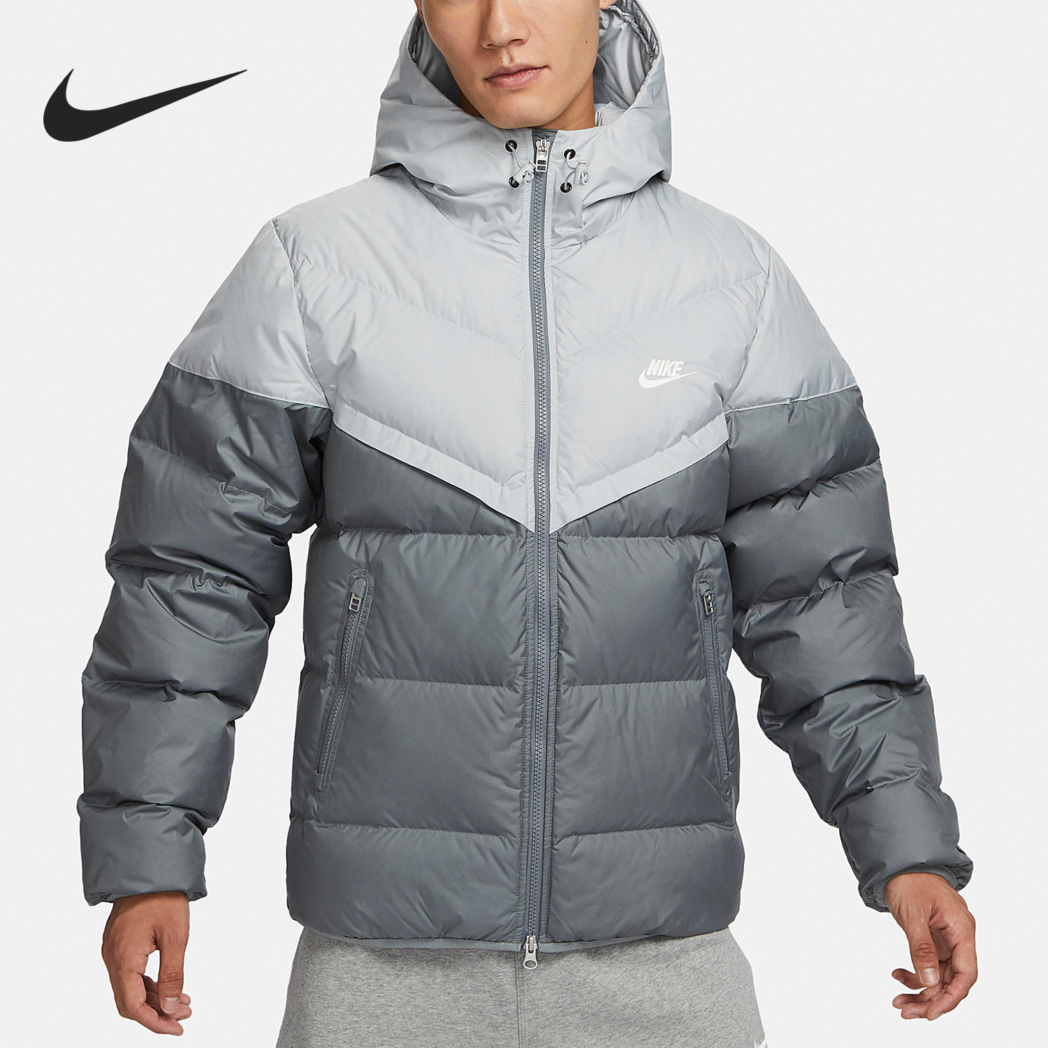Nike Men's Windproof Warmth Sports Hooded Down Jacket FB8178-077