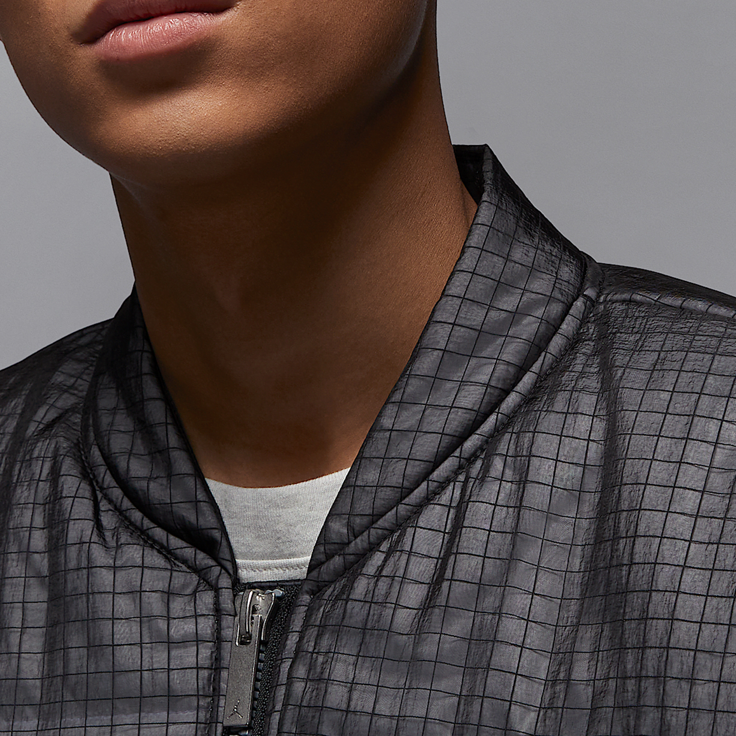 Nike JORDAN Men's Plaid Fleece Lined Warm Stand Collar Cotton Jacket HQ8786-010