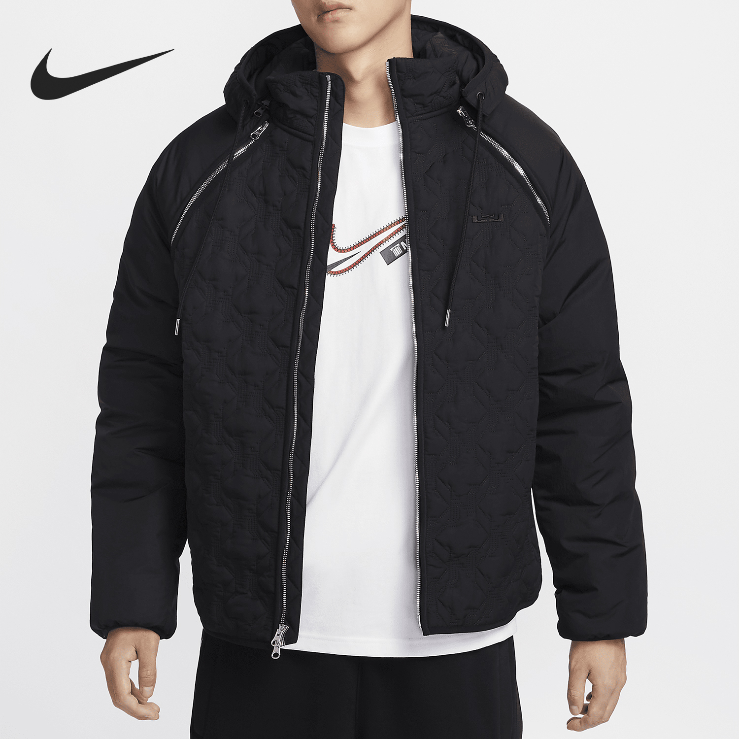 Nike Autumn New Men's Loose Hooded Insulated Basketball Cotton Jacket FZ1033-010