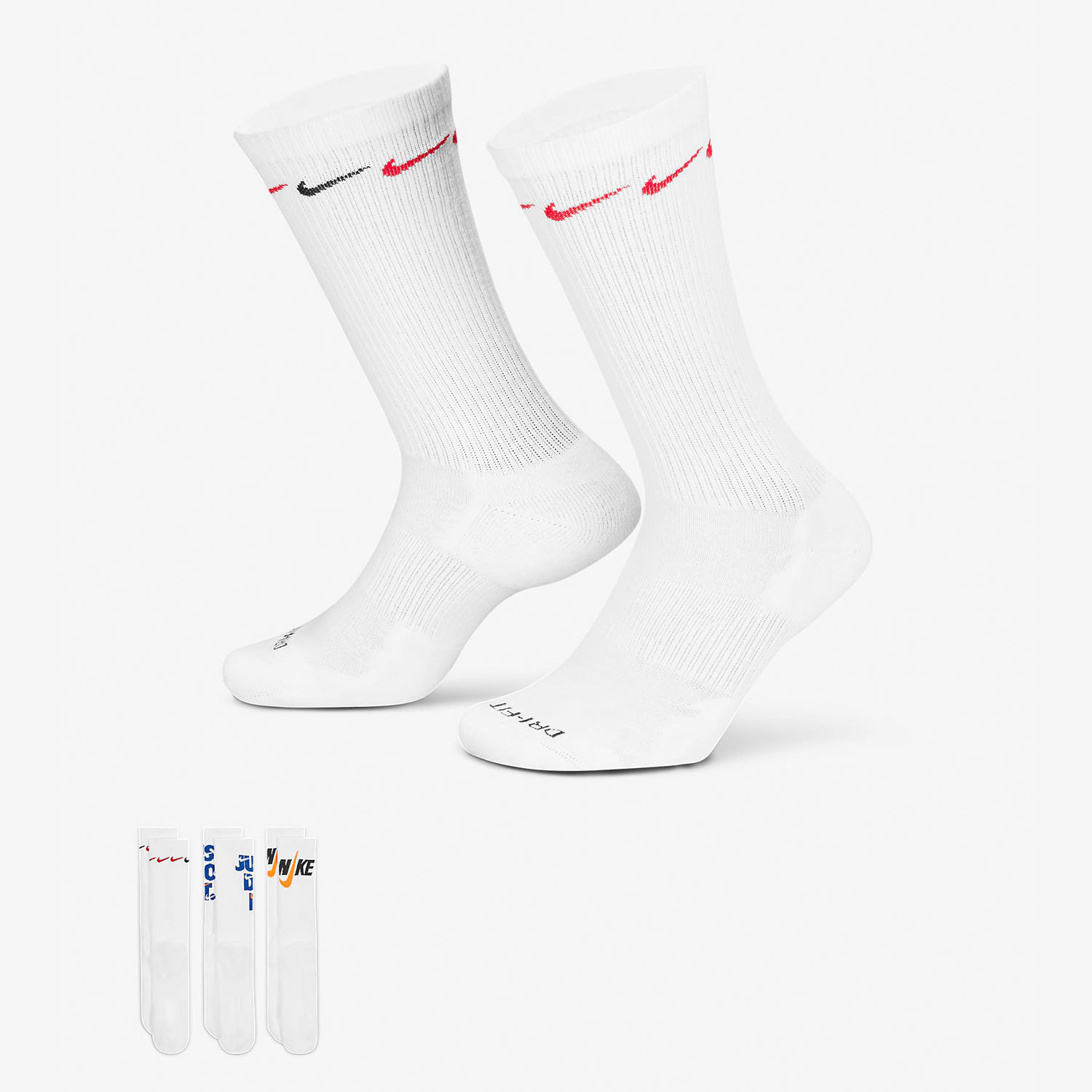 Nike Men's and Women's Training Sports Socks Three Pair Set DH3822-902