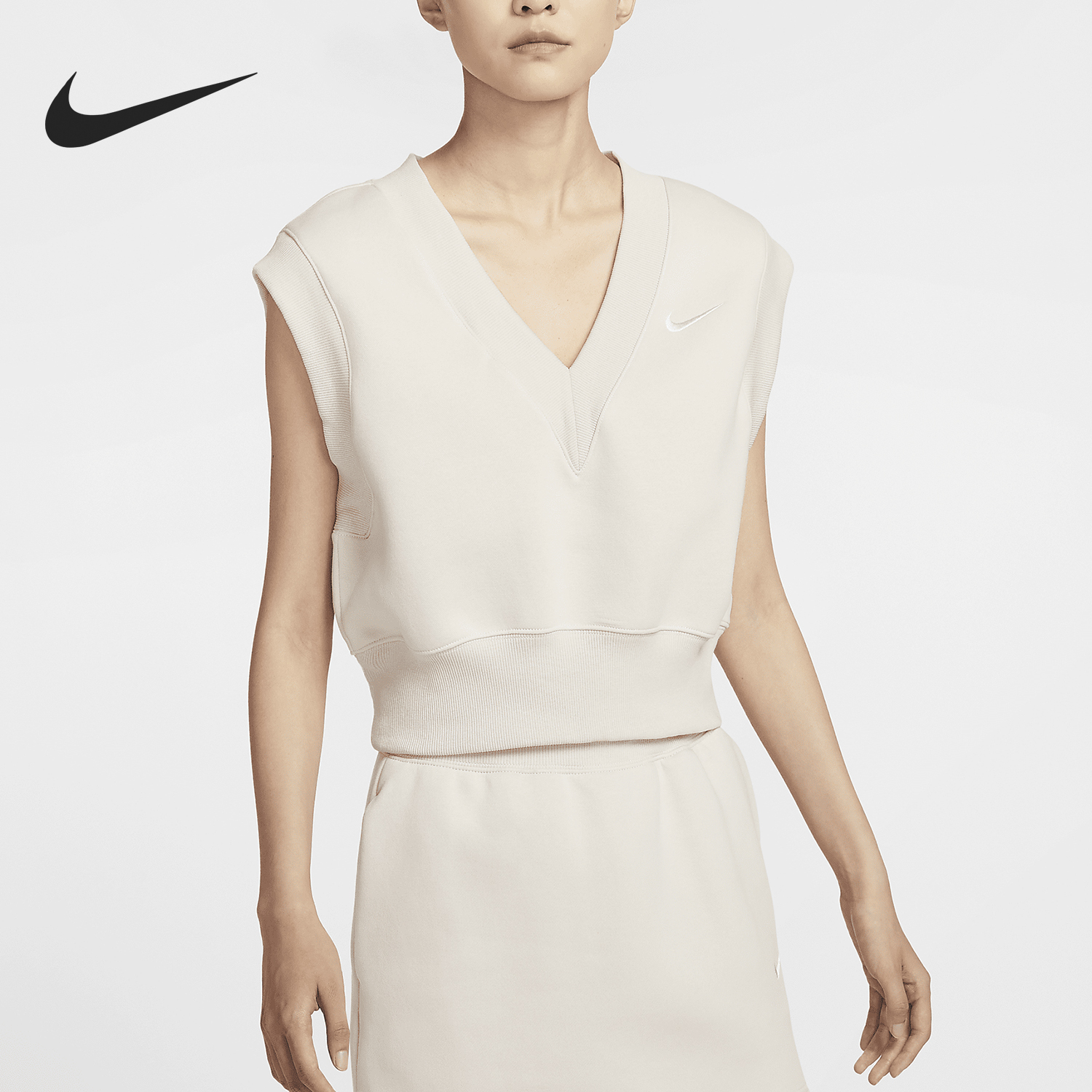 Nike Current Season New Women's Fleece Lined Loose V-Neck Sleeveless T-Shirt FV6317-104