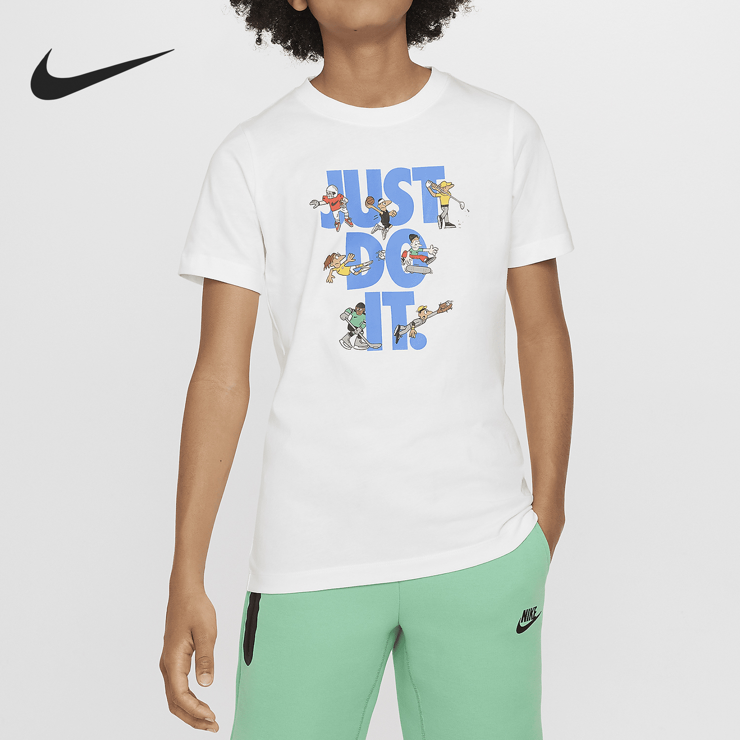 Nike Sportswear Big Kids New Round Neck Easy Leisure T-Shirt FN9667-100