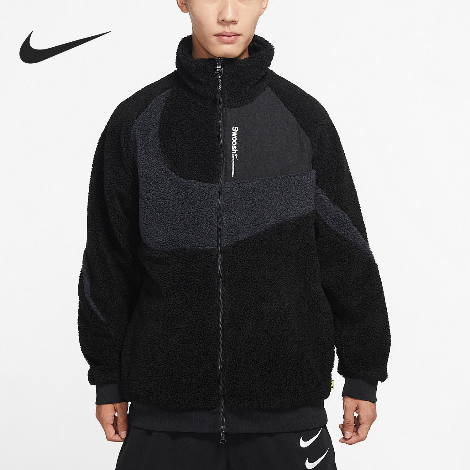 Nike Winter New Men's Sports Double-Sided Wearable Fleece Jacket FB1910-010