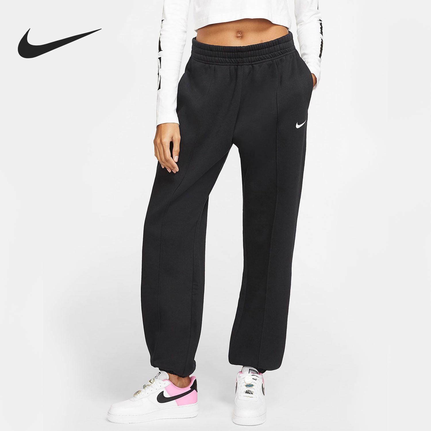 Nike Women's Knitted Fleece Warm Outdoor Elastic Bottom Trousers BV4090-010