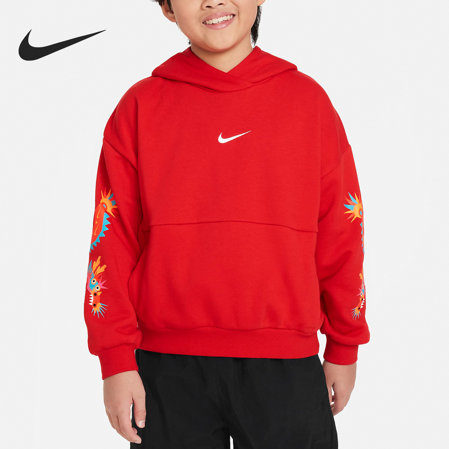 Nike Spring New Big Kids Knitted Hooded Casual Sports Hoodie FZ6404-657