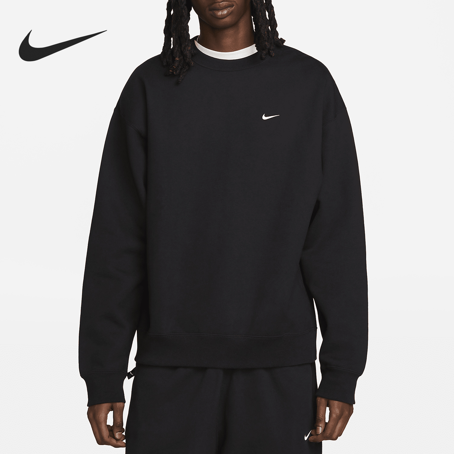 Nike Solo Swoosh Men's Loose Round Neck Casual Sweatshirt DX1361-010