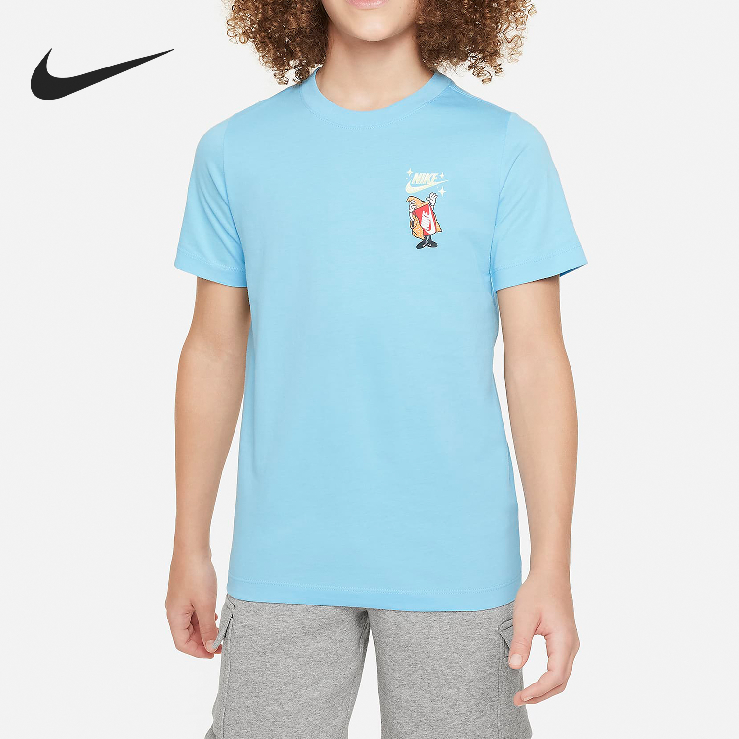 Nike Spring New Big Kids Knitted Breathable Round Neck Short Sleeve T-shirt FN9616-407