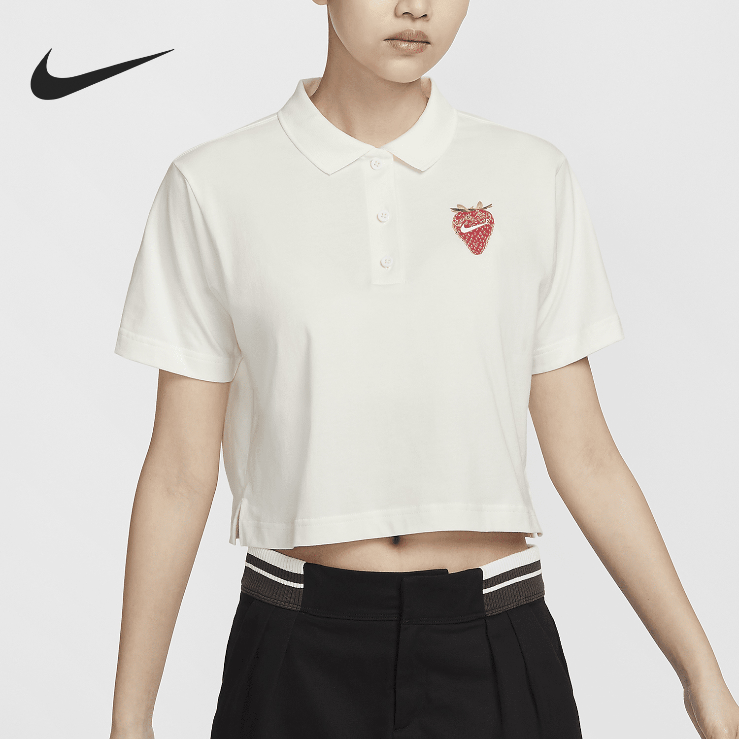 Nike Sportswear Women's Short Hem Open Bottom Collar T-Shirt HQ1199-133