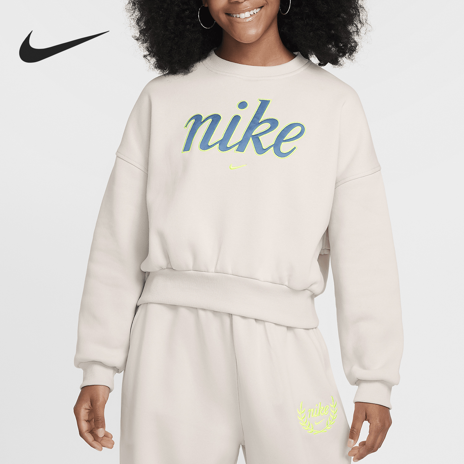 Nike New Big Kids Fleece Knit Round Neck Casual Sports Sweatshirt FZ5566-072