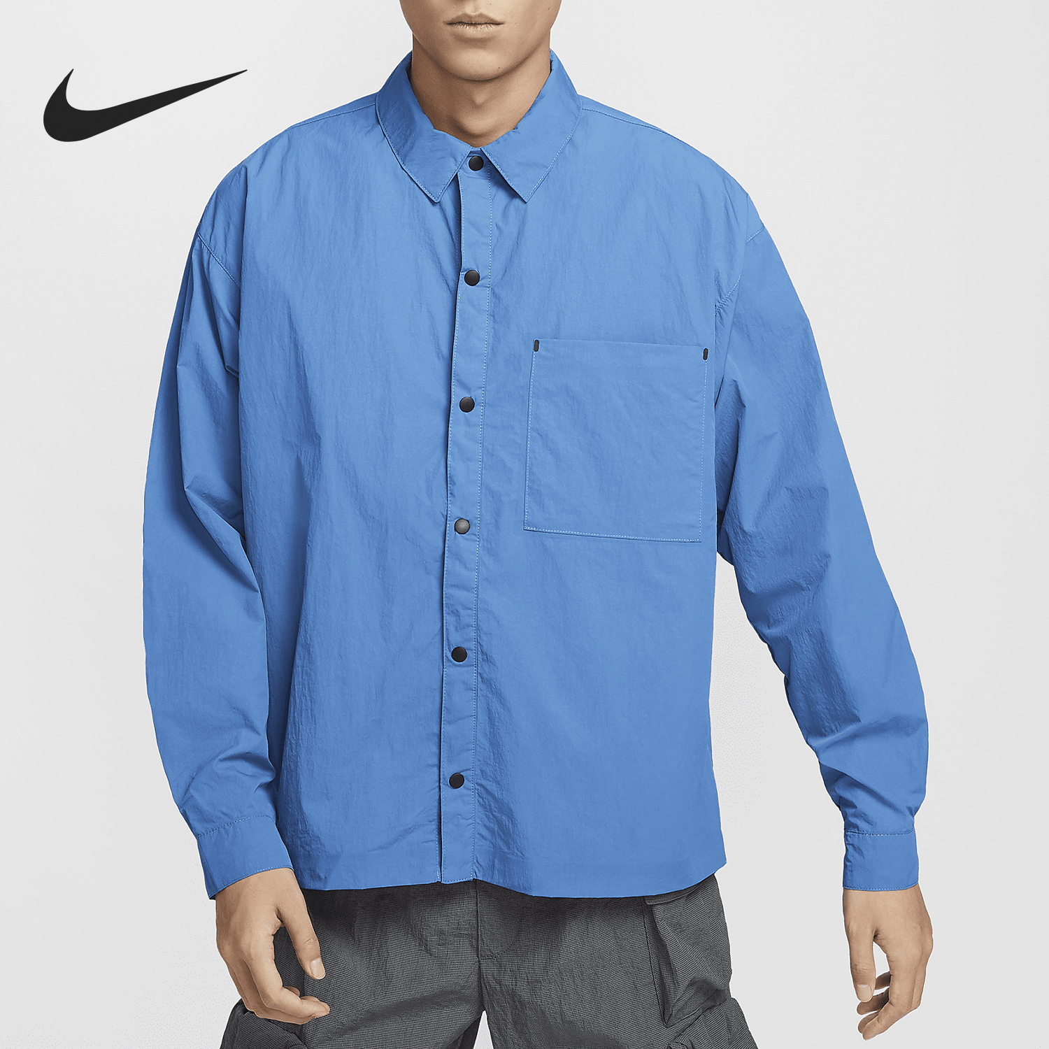 Nike Spring New Season Men's Simple Collar Woven Long Sleeve Shirt DX0206-402