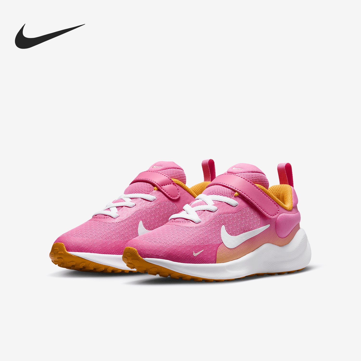 Nike Revolution 7 Kids' Magic Tape Fashion Sport Shoes FB7690-601