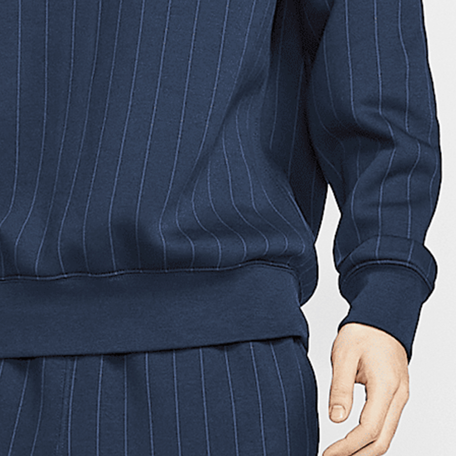 Nike Club Men's Fleece Lined Crew Neck Embroidered Warm Striped Sweatshirt HJ2158-451
