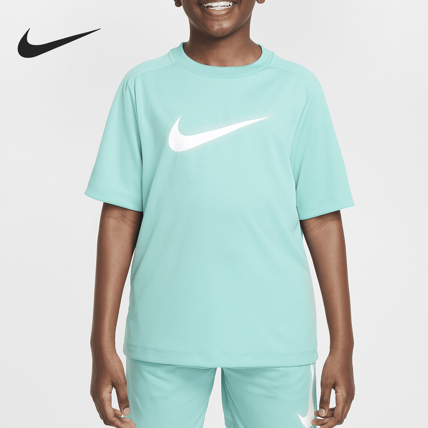 Nike New Big Kids' Comfortable Printed Training Sports Short Sleeve Shirt DX5386-300