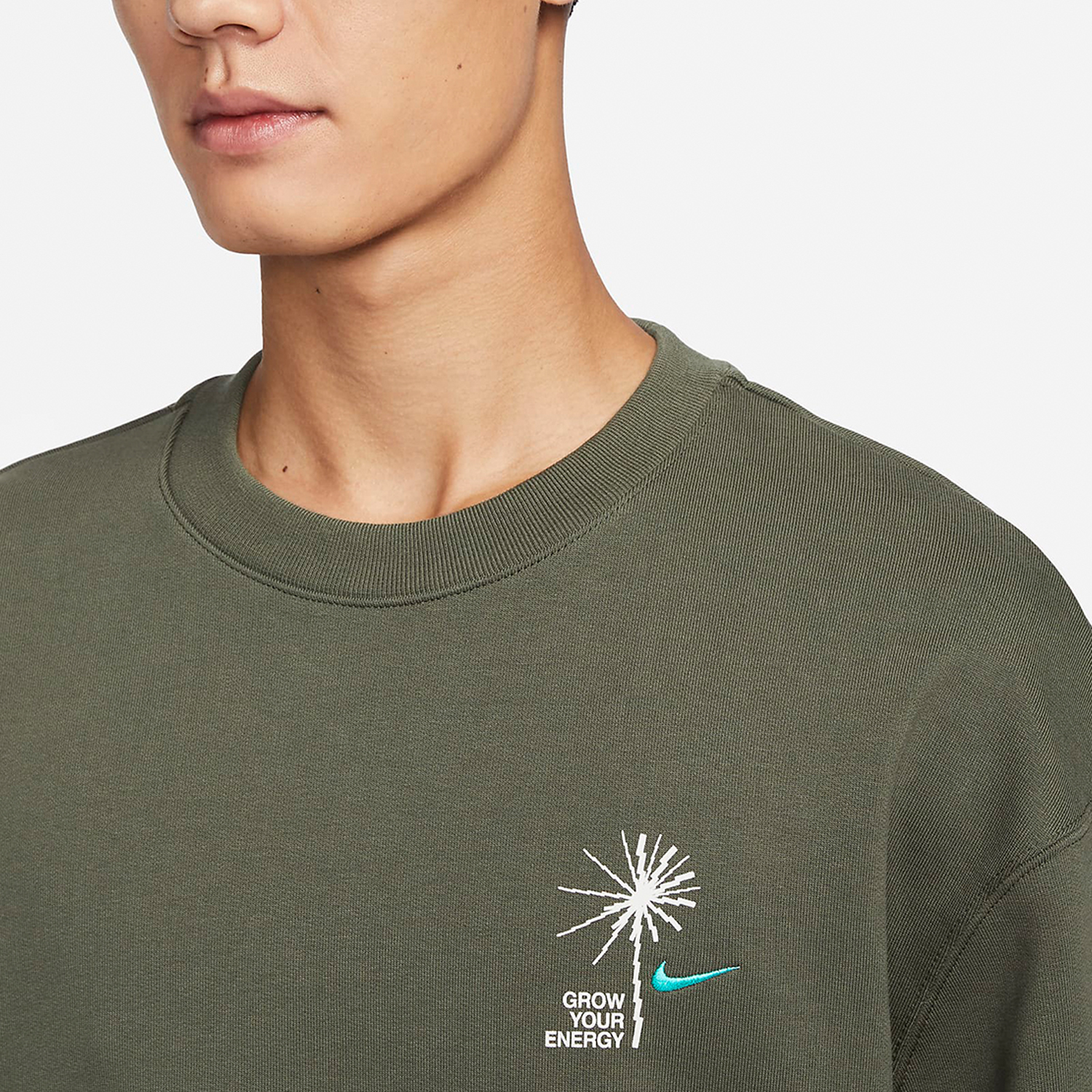 Nike New Men's Knit Round Neck Embroidered Print Sports Sweatshirt FV8457-325