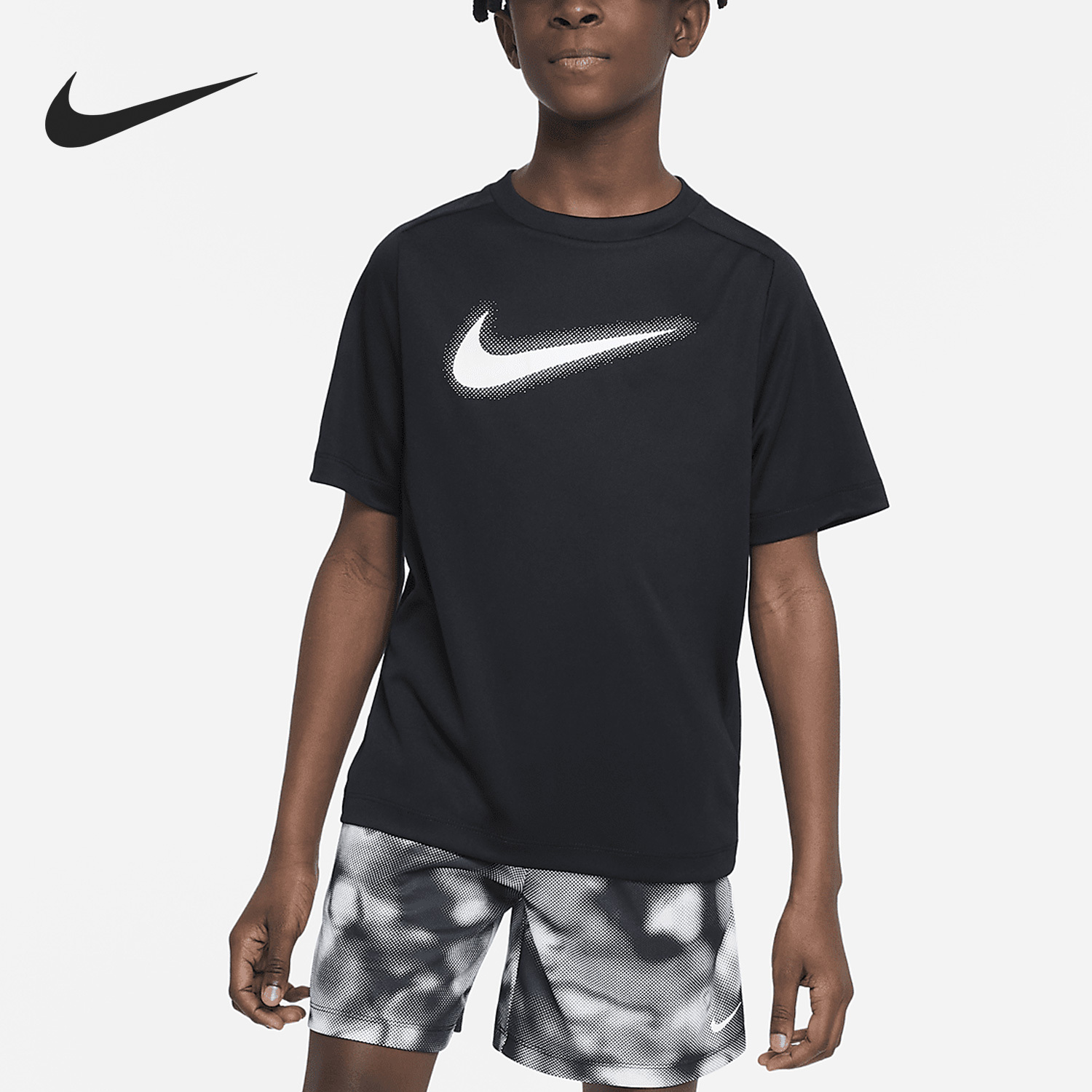 Nike Dri-FIT Big Kids' New Summer Round Neck Short Sleeve Shirt DX5386-010