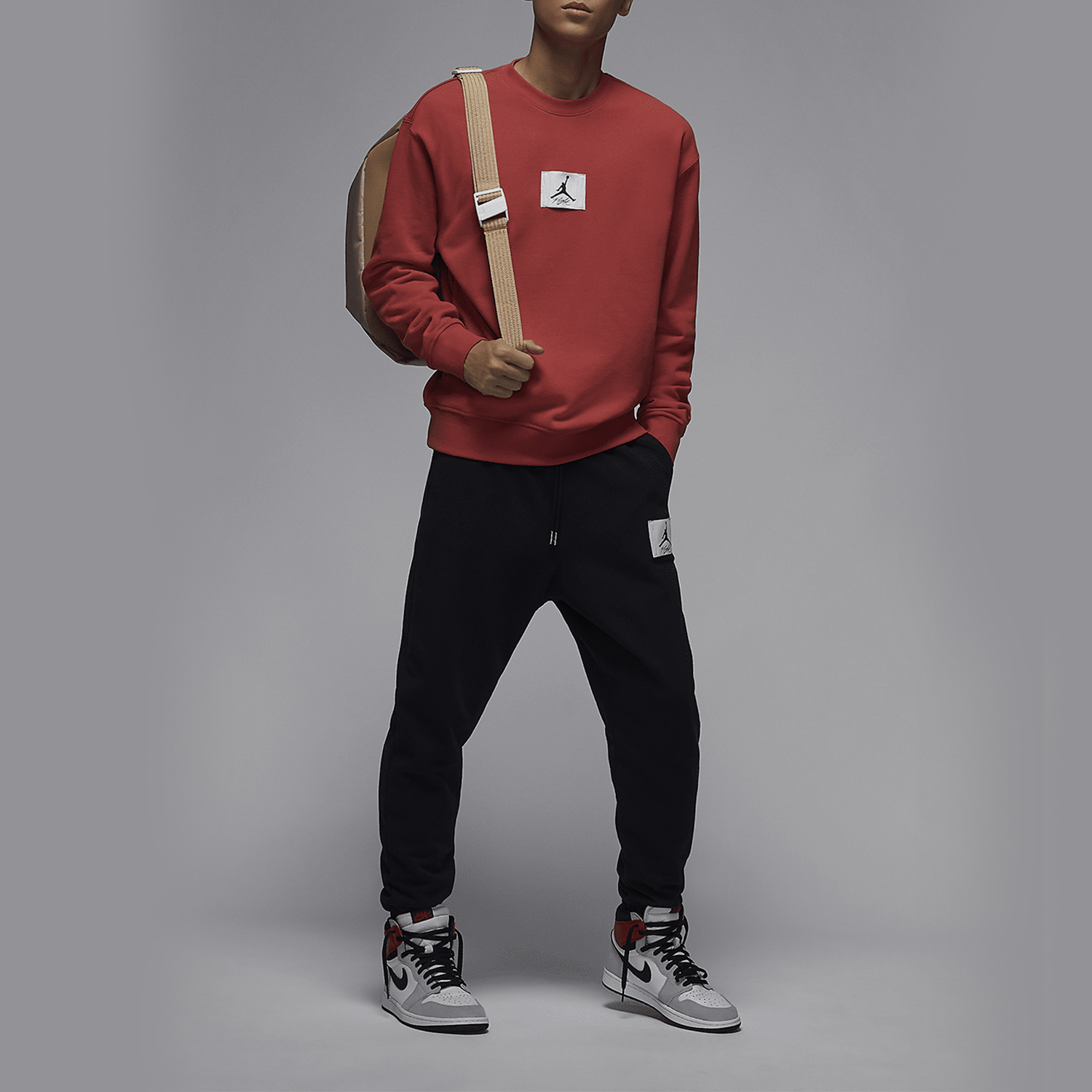 Nike JORDAN Men's Fleece Lined Warm Round Neck Hooded Sweatshirt FB6935-604