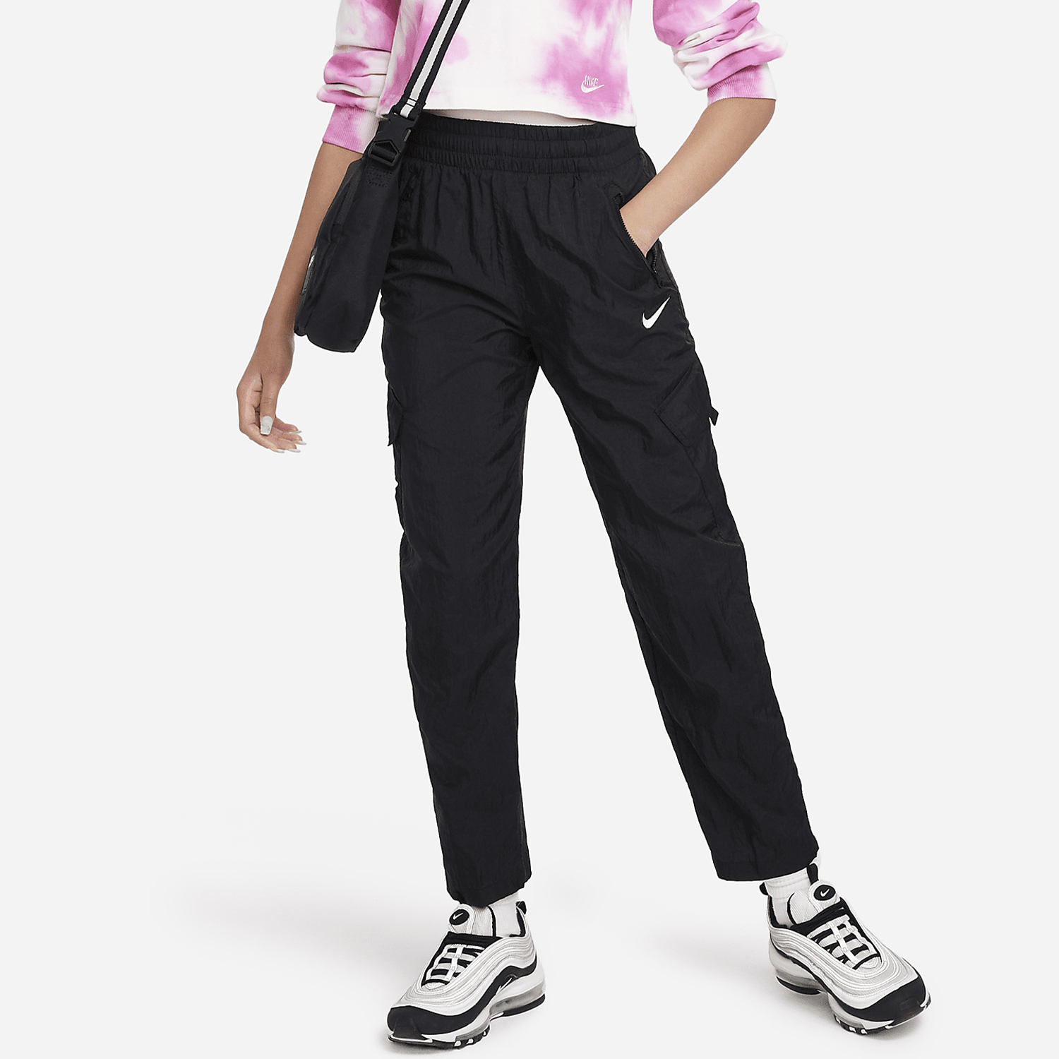 Nike Sportswear Big Kids' High-Waisted Woven Work Pants FD2951-010