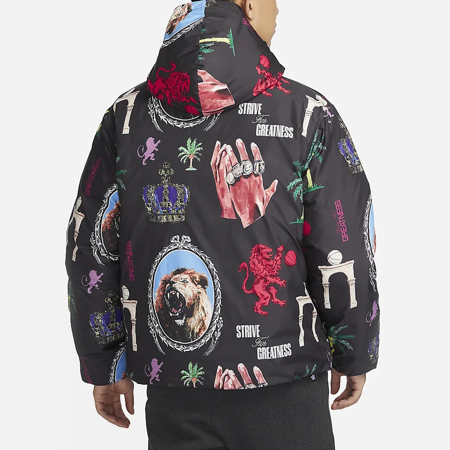 Nike Winter Men's Printed Warm Sports Basketball Down Jacket FB6975-010