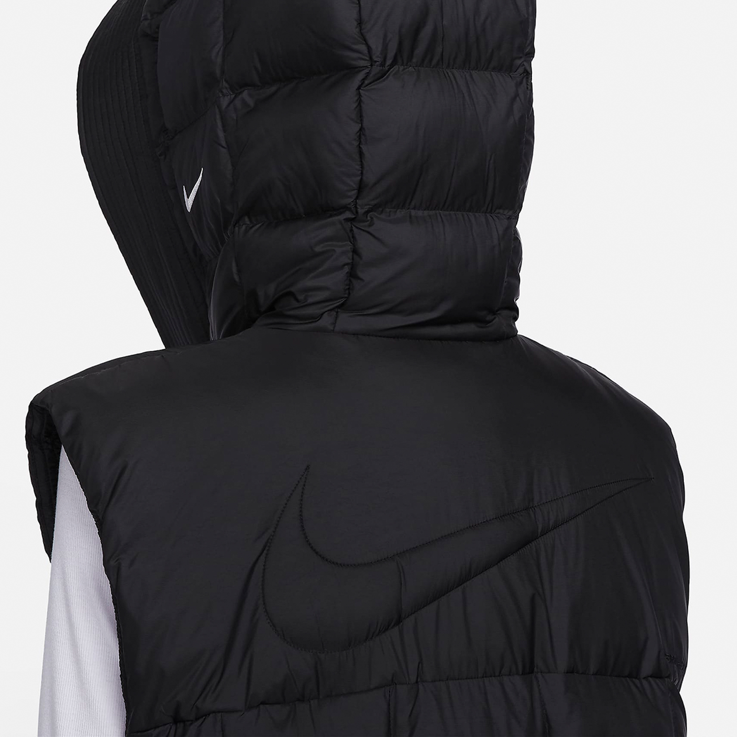 Nike new women's windproof and warm long hooded sports cotton vest FB8775-010