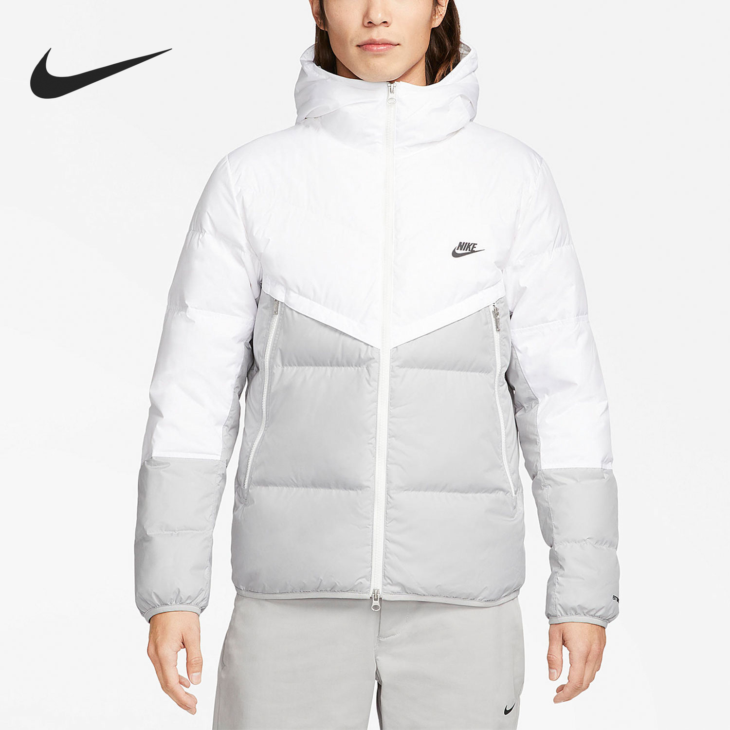 Nike Winter Men's Patched Hooded Fashion Warm Down Jacket DV1132-100