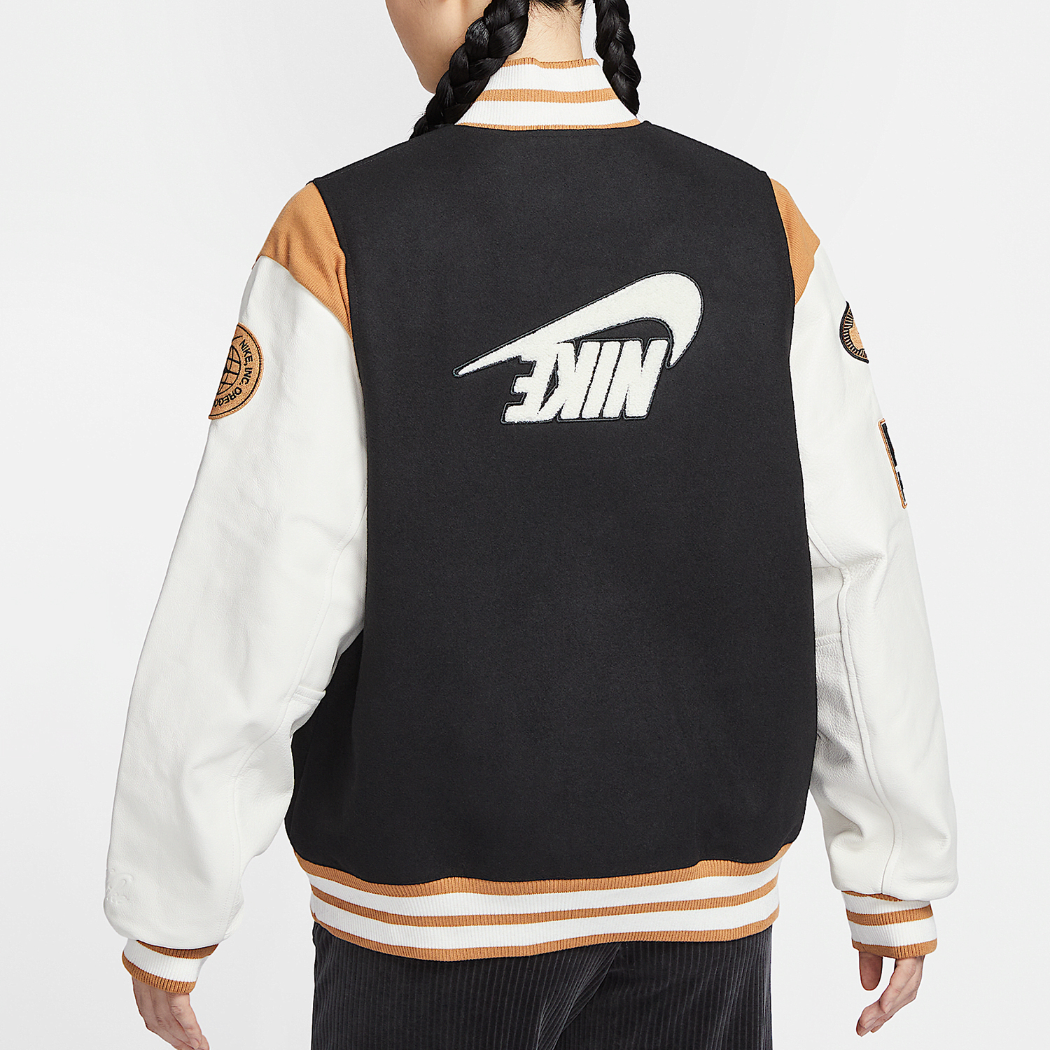 Nike 24 Winter New Women's Hooked Loose Stand Collar Baseball Jacket HQ4748-010