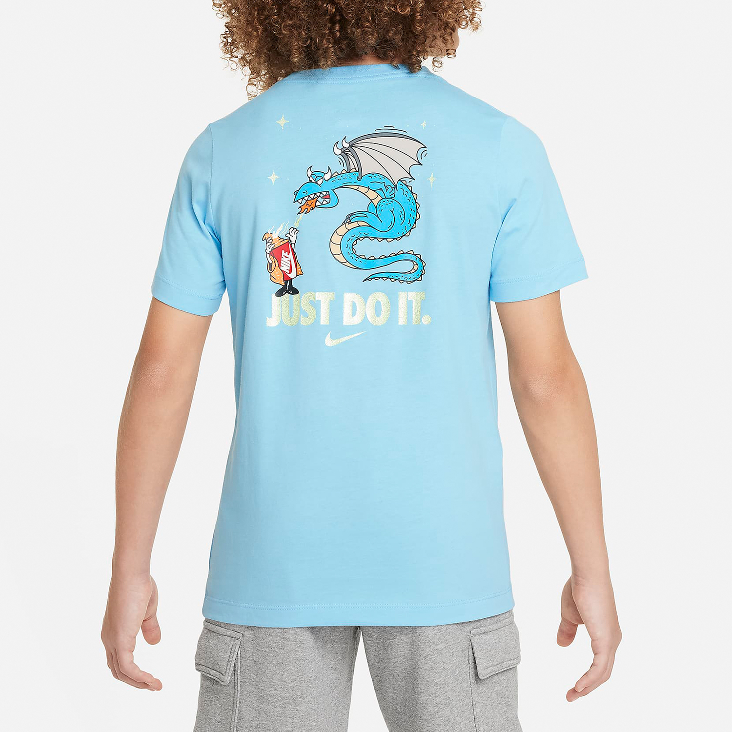 Nike Spring New Big Kids Knitted Breathable Round Neck Short Sleeve T-shirt FN9616-407