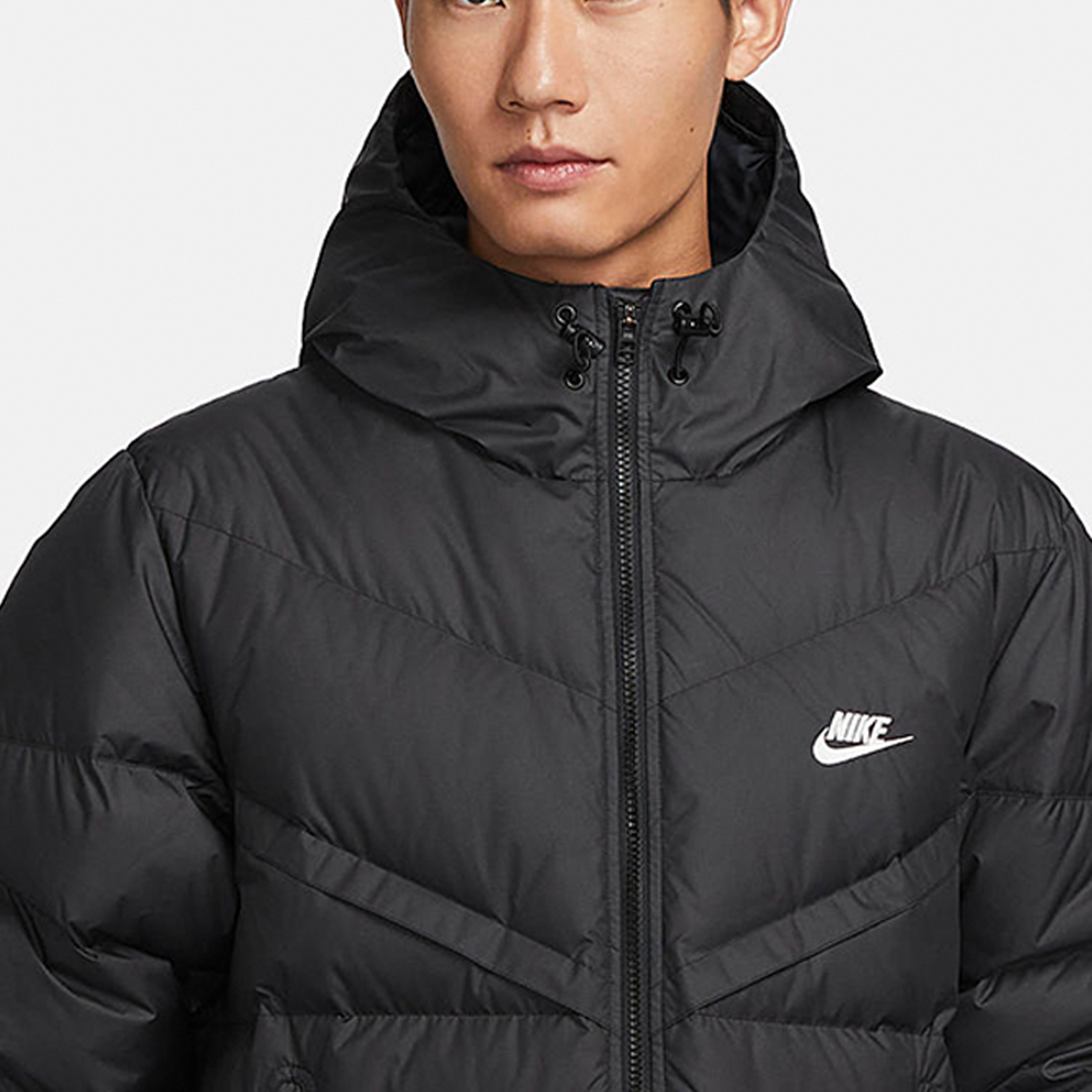 Nike Winter New Men's Medium to Long Warm Hooded Down Jacket FB8180-010
