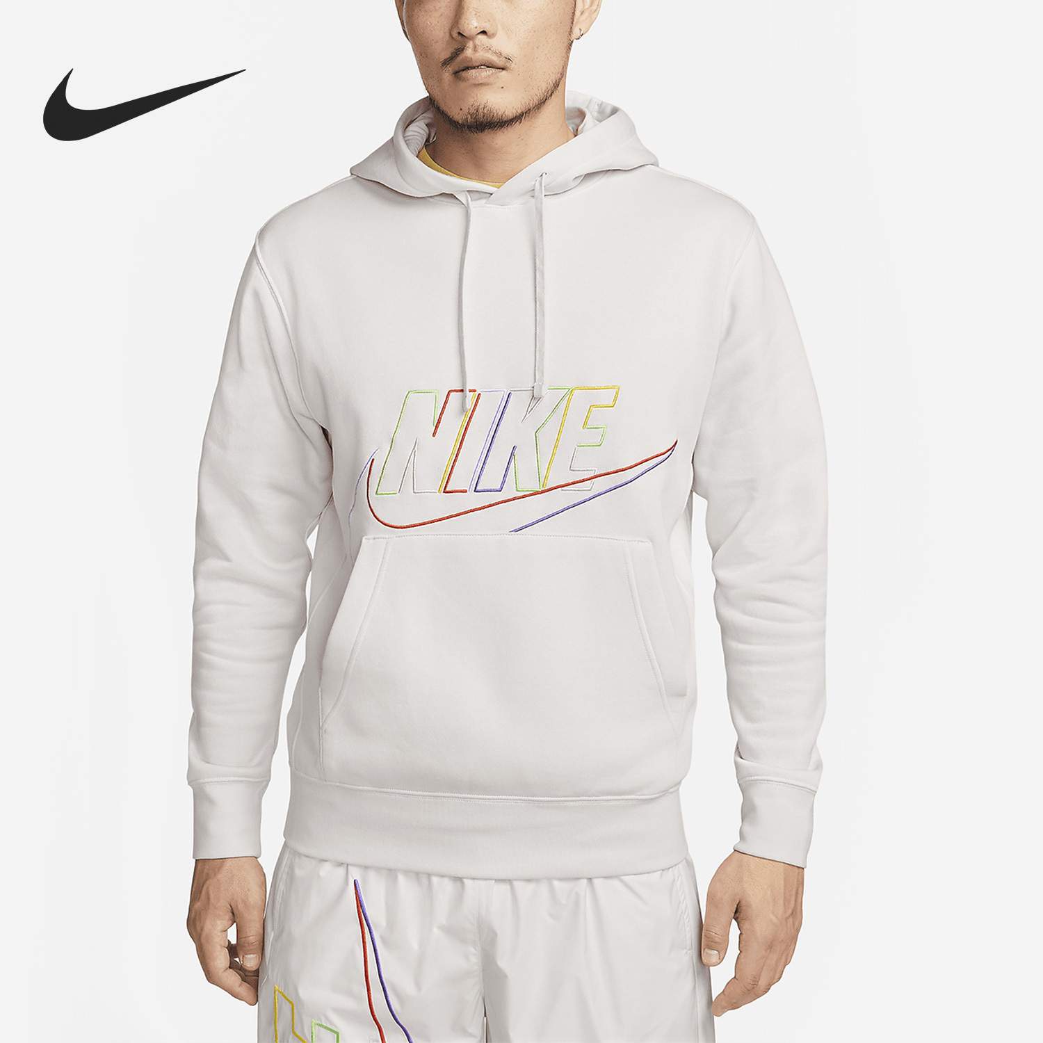 Nike Spring New Men's Sports Patchwork Fleece Hooded Sweatshirt DX0542-030