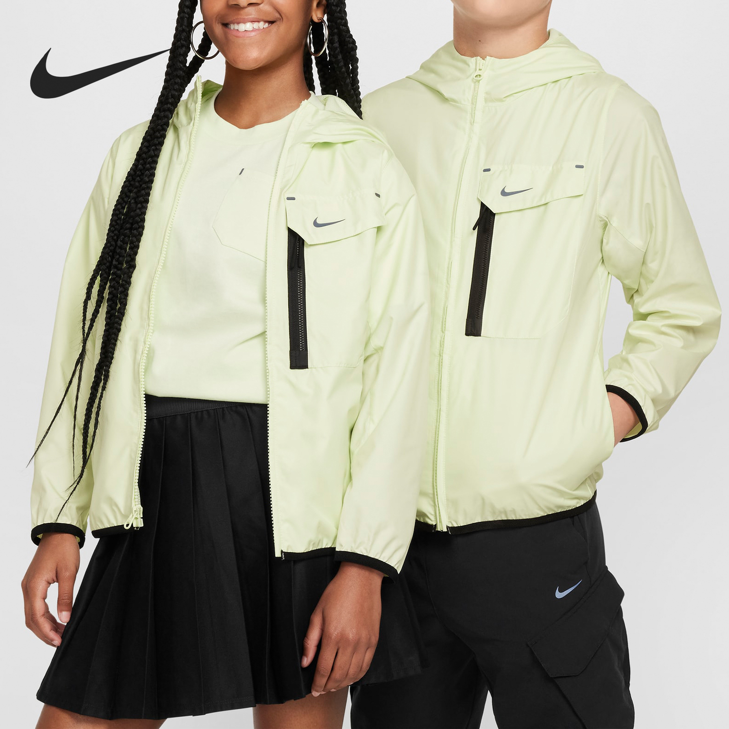 Nike New Big Kids Lightweight Woven Casual Sports Hooded Jacket FZ4905-303