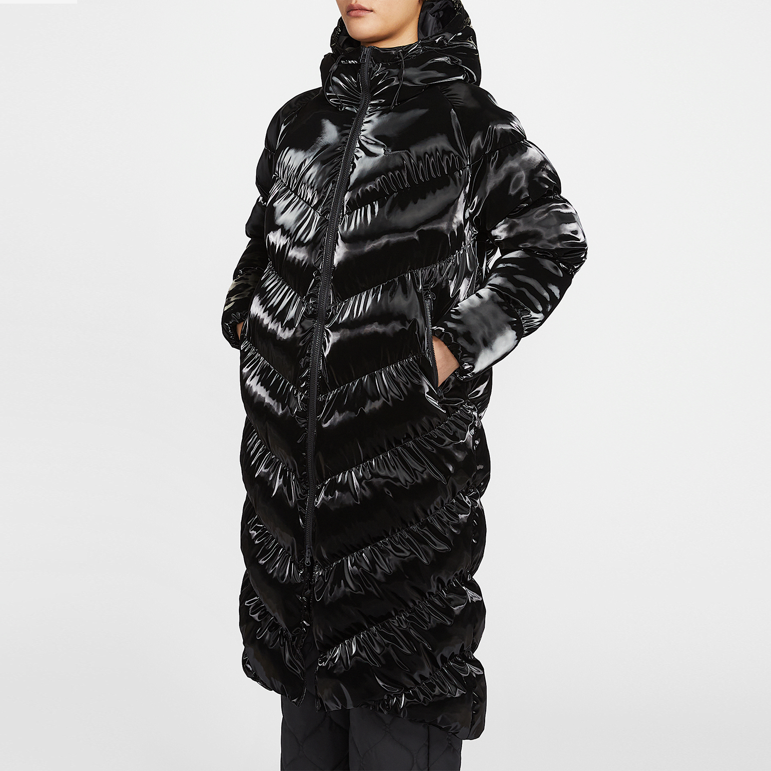 Nike This Season New Women's Glossy Thick Long Cotton Coat FV7828-010