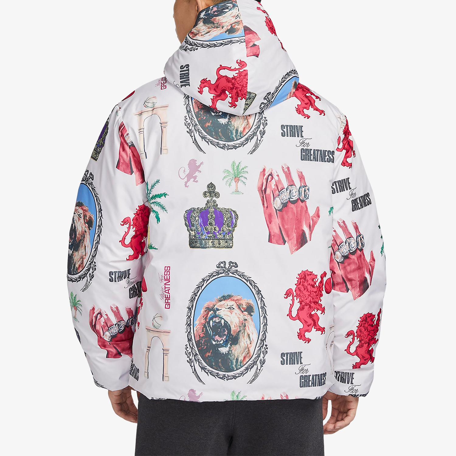 Nike Winter New Men's Fashion Printed Warm Hooded Down Jacket FB6975-030