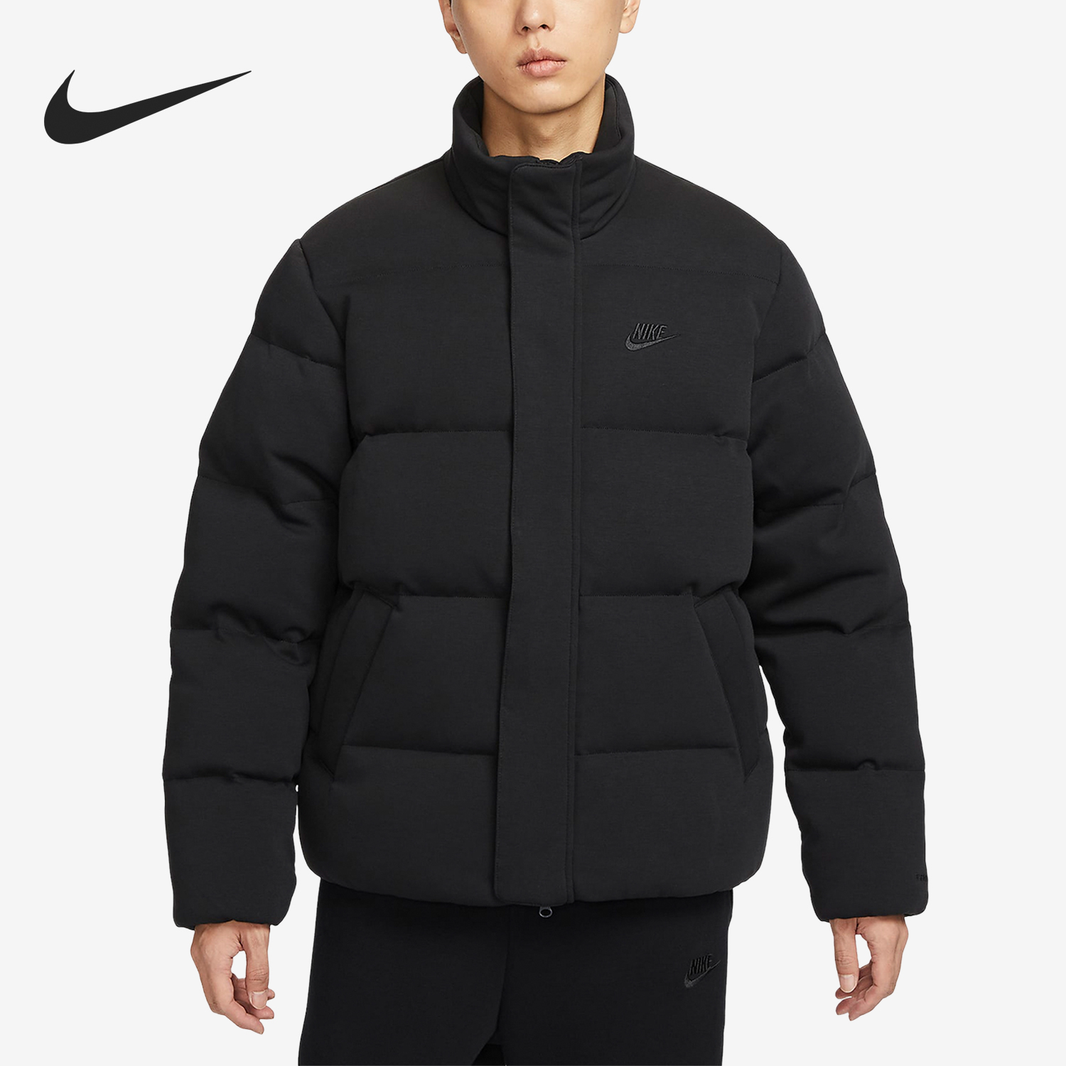 Nike Winter New Men's Simple Warm Sport Stand Collar Down Jacket FB7855-010