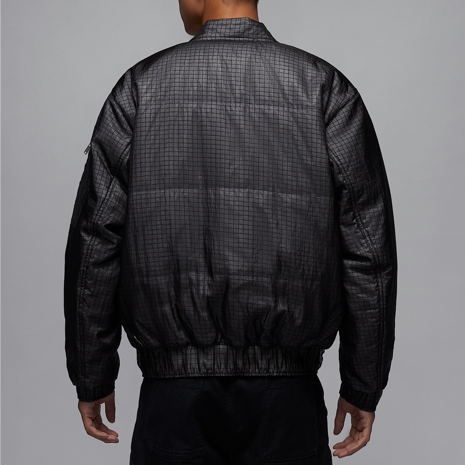 Nike JORDAN Men's Plaid Fleece Lined Warm Stand Collar Cotton Jacket HQ8786-010