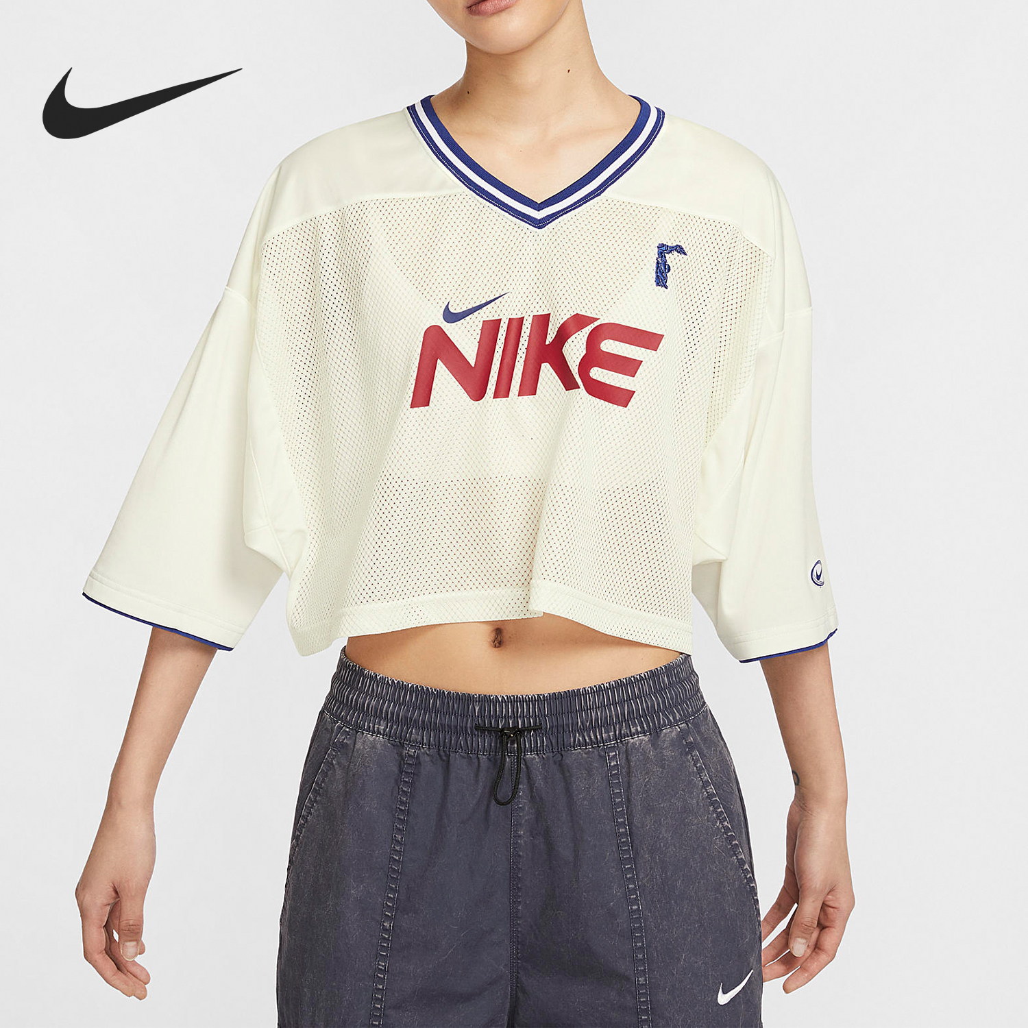 Nike Summer New Women's Casual Breathable V-Neck Short Sleeve T-Shirt HF6288-133