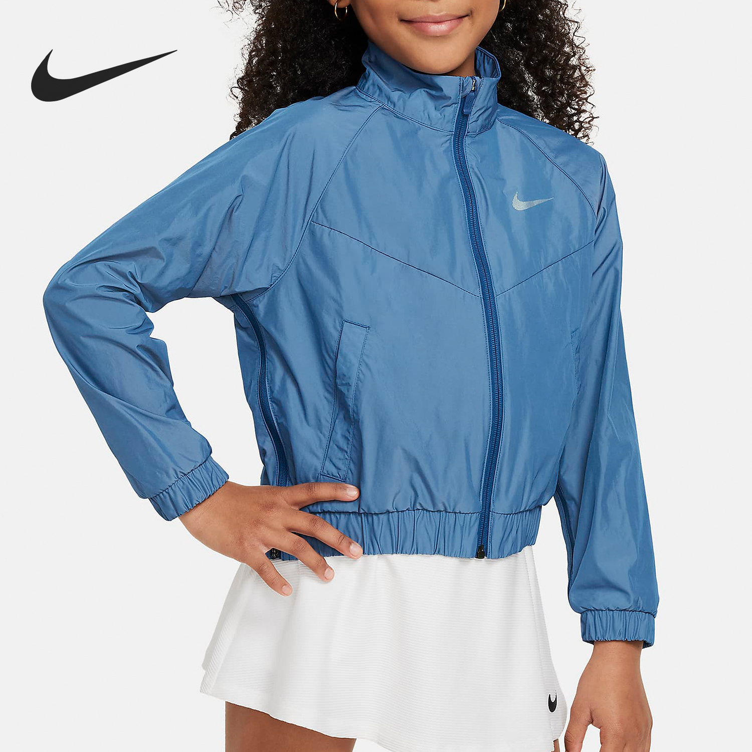 Nike's new season's big children's woven breathable stand up collar jacket FN8656-440