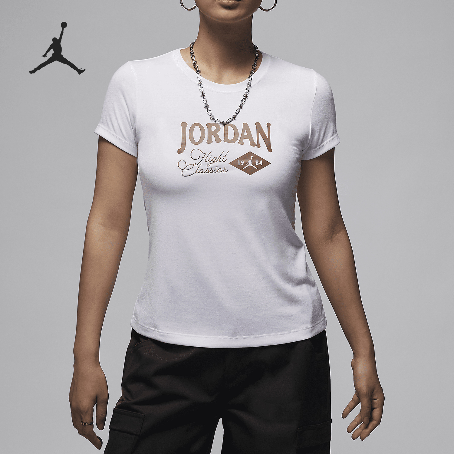 Nike JORDAN Women's Fashion Round Neck Printed Breathable Short Sleeve T-Shirt FN5724-101
