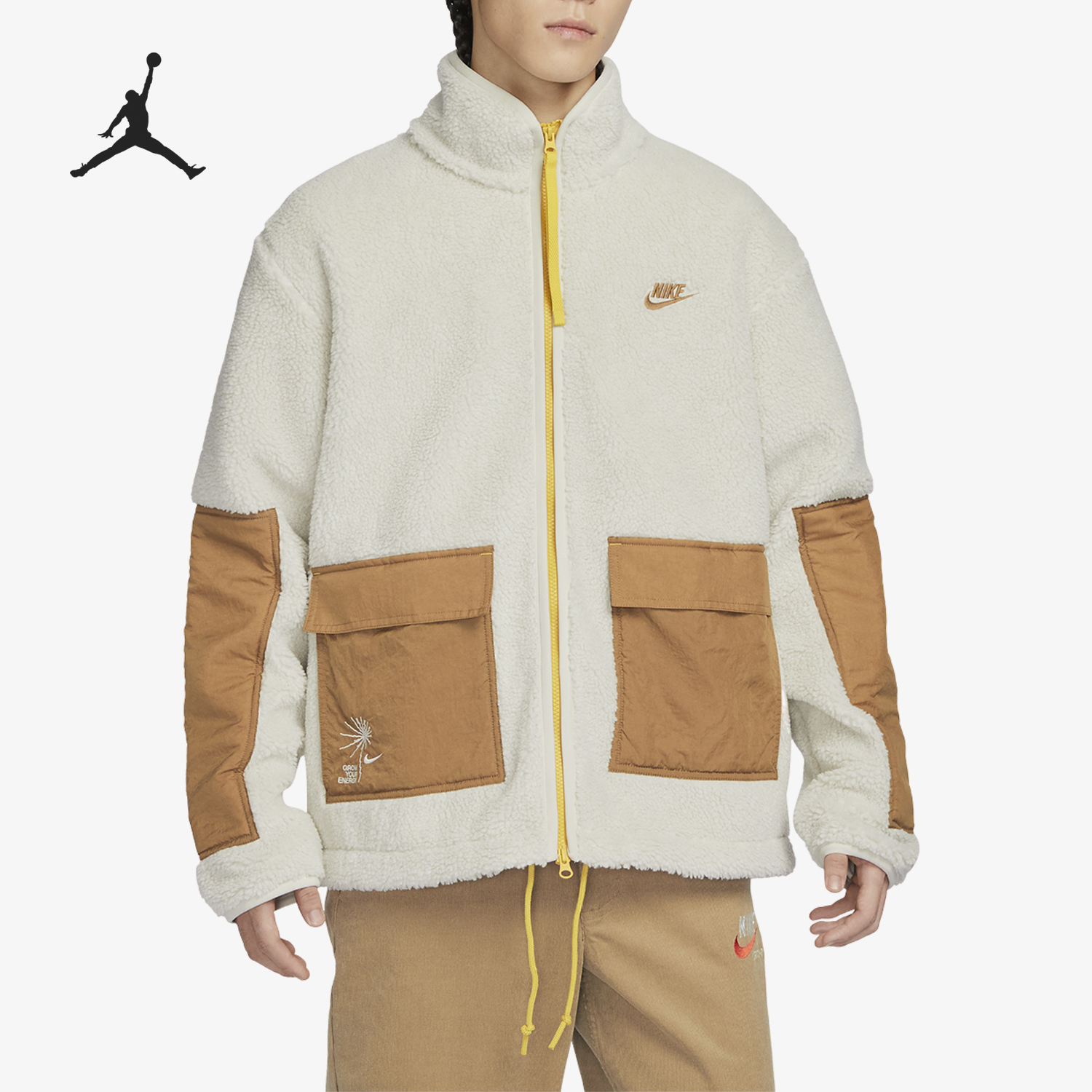 Nike JORDAN Men's Patchwork Fleece Lined Warm Jacket FV4022-072