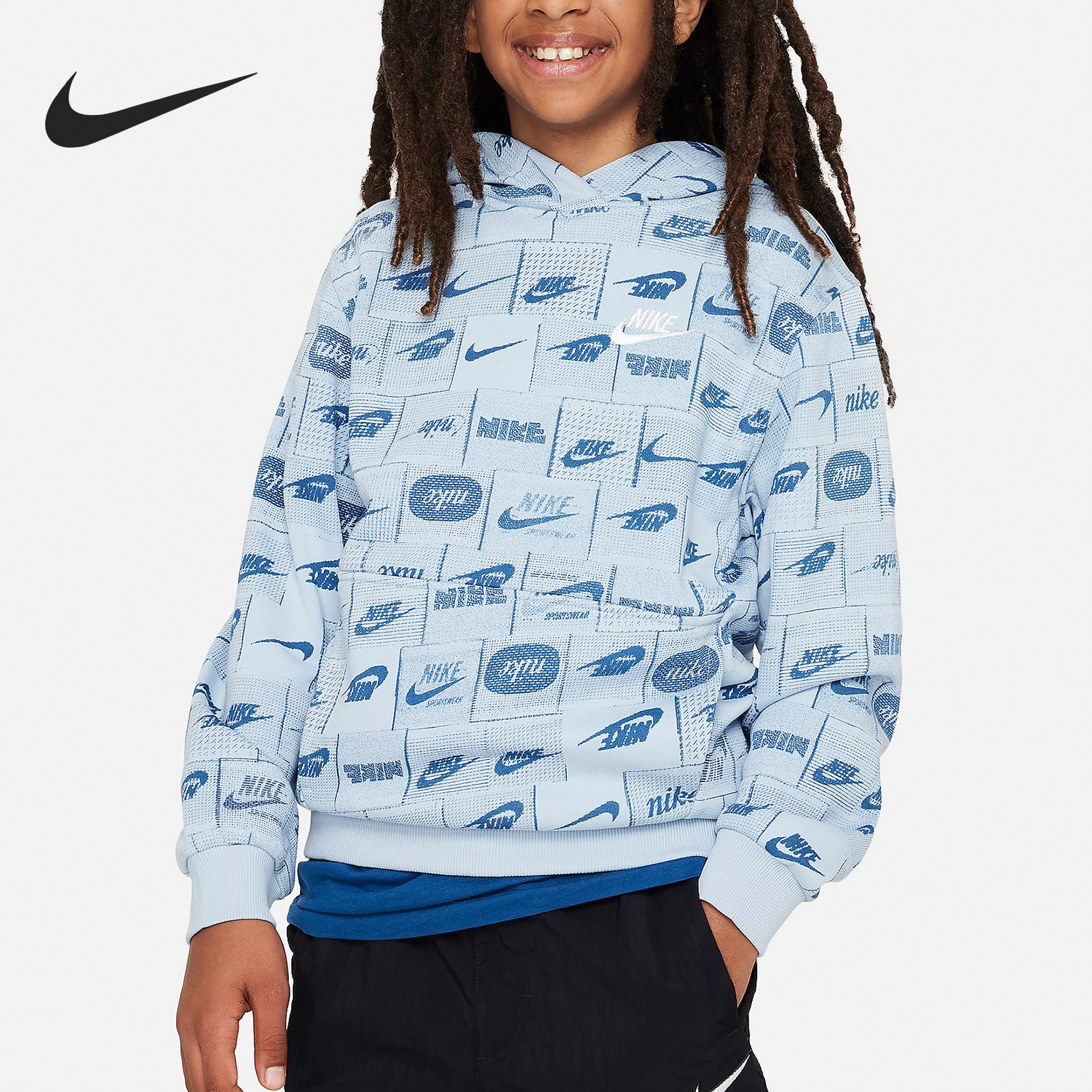 Nike Sportswear Big Kids Thin Fleece Sports Hooded Sweatshirt FN8741-440