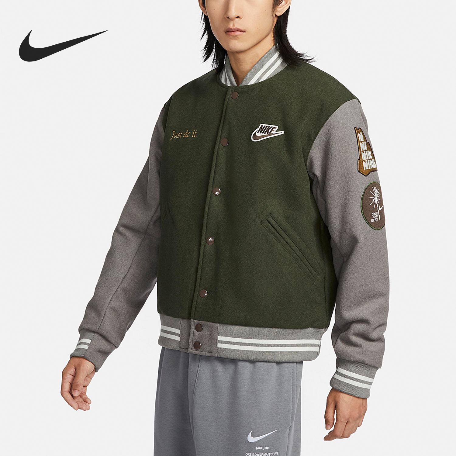 Nike Winter New Season Men's Patchwork Loose Fit Warm Pattern Jacket FV4026-325