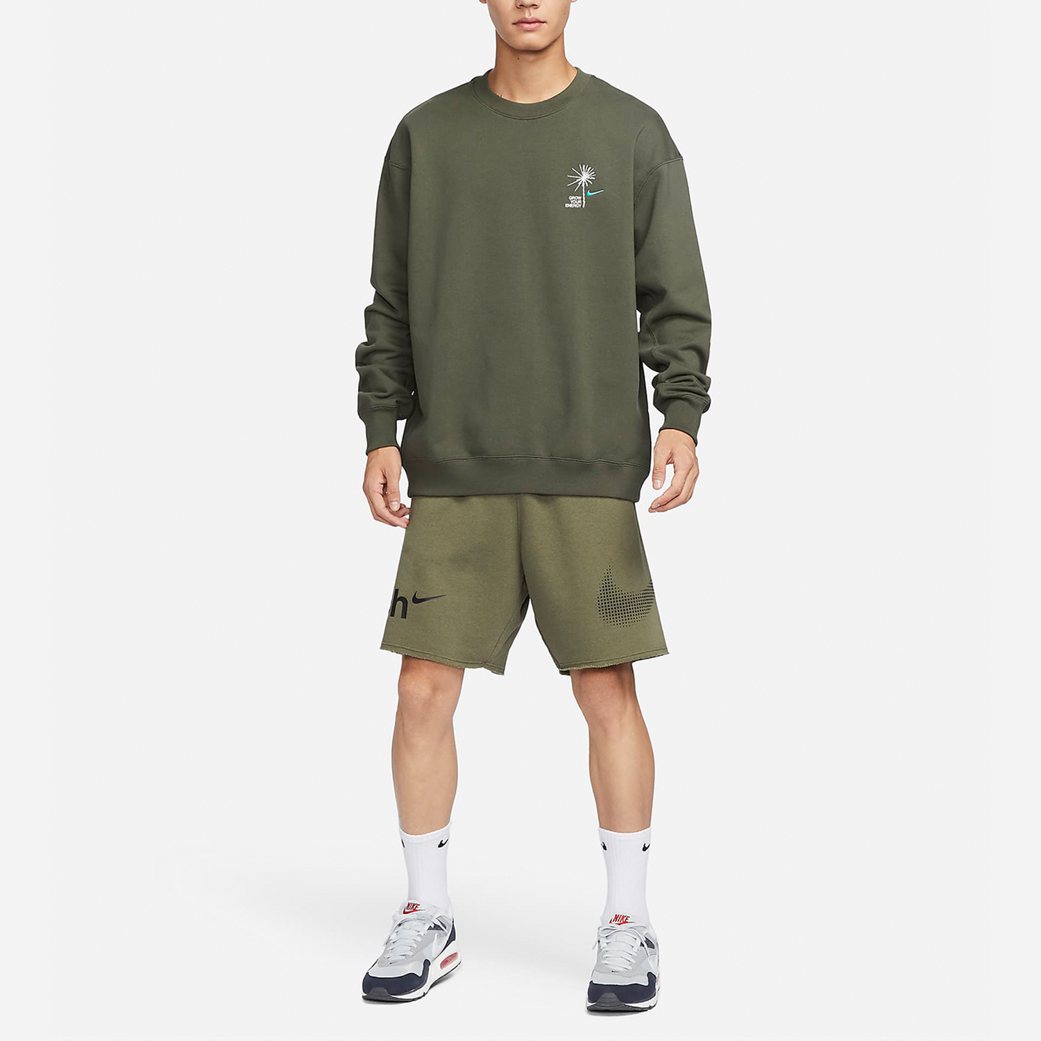 Nike New Men's Knit Round Neck Embroidered Print Sports Sweatshirt FV8457-325